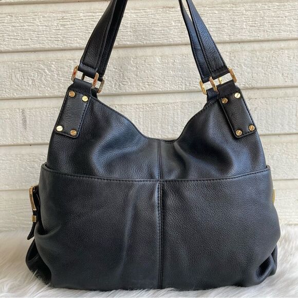 MICHAEL KORS Zipper Raven Fulton Bedford Hobo Shoulder Bag Black Nolita - Picture 8 of 9